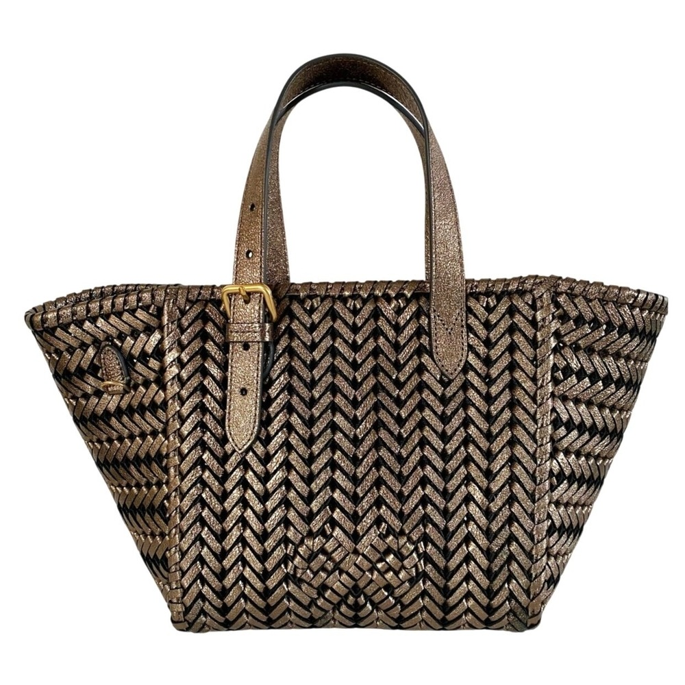 Anya Hindmarch Leather Neeson Square Tote Small Smog Metallic‎